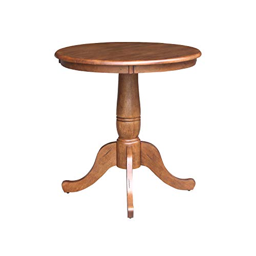 IC International Concepts 30" Round Top Pedestal Table-29.1" Height Dining Table, Distressed Oak