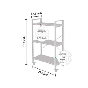 Coral Flower 3-Tier Kitchen Storage Rack Shelf Unit for Living Room Bedroom Office Kitchen, Industrial Kitchen Islands and Carts Vintage Wood and Metal , Light Oak