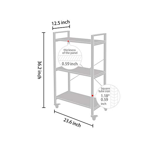 Coral Flower 3-Tier Kitchen Storage Rack Shelf Unit for Living Room Bedroom Office Kitchen, Industrial Kitchen Islands and Carts Vintage Wood and Metal , Light Oak