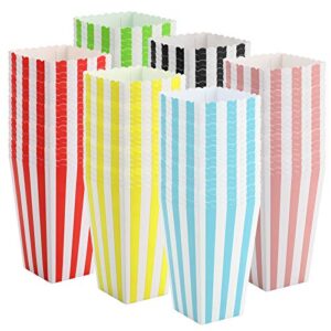 bekith 120 pack movie party popcorn boxes, colorful striped popcorn boxes, small paper popcorn containers great for home movie theater carnival party