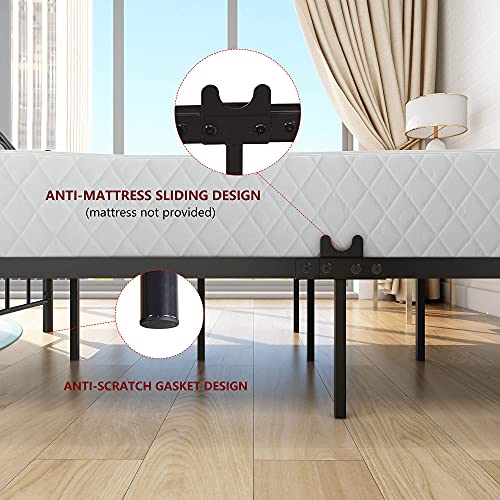 Diolong Metal Full Bed Frame with Storage Vintage Platform Bed Frame with Headboard and Footboard No Box Spring Needed Heavy Duty Steel Slat Support, Full, Black