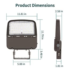 kadision 150W LED Parking Lot Light with Dusk to Dawn Photocell, Dimmable Shoebox Lights with Trunnion Mount, 130LM/W 5000K Daylight 100-277V, 75W/100W/150W Power Tunable, ETL Listed