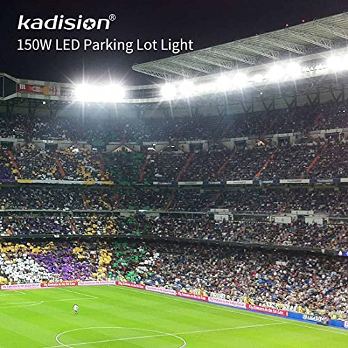 kadision 150W LED Parking Lot Light with Dusk to Dawn Photocell, Dimmable Shoebox Lights with Trunnion Mount, 130LM/W 5000K Daylight 100-277V, 75W/100W/150W Power Tunable, ETL Listed