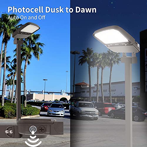 kadision 150W LED Parking Lot Light with Dusk to Dawn Photocell, Dimmable Shoebox Lights with Trunnion Mount, 130LM/W 5000K Daylight 100-277V, 75W/100W/150W Power Tunable, ETL Listed