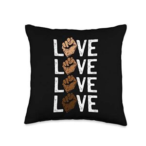 VepaDesigns Proud History Black Lives Matter Pride Black History Love Power Fist Cool African American Gifts Throw Pillow, 16x16, Multicolor