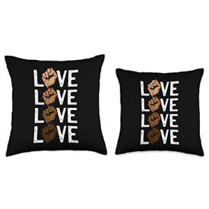 VepaDesigns Proud History Black Lives Matter Pride Black History Love Power Fist Cool African American Gifts Throw Pillow, 16x16, Multicolor