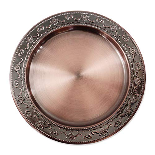 Brightalk 13-Inch Stainless Steel Charger Plates, 6Pcs Copper Dinner Plate Chargers Round Server Ware