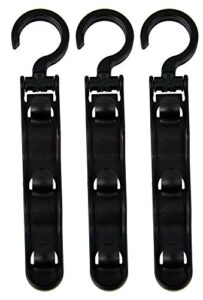 home-x multifunctional vertical hanger, closet organizer, space-saving shirt and pants hanger, cascading hooks for hangers, 9 ½" l x 2" w x ¾ h, set of 3, black