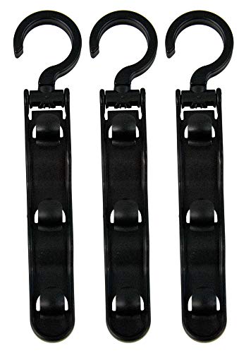 HOME-X Multifunctional Vertical Hanger, Closet Organizer, Space-Saving Shirt and Pants Hanger, Cascading Hooks for Hangers, 9 ½" L x 2" W x ¾ H, Set of 3, Black