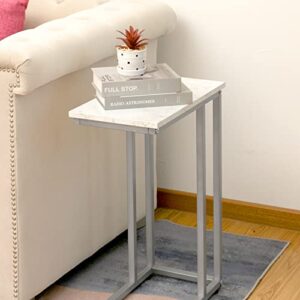 AZL1 Life Concept Chrome Accent Metal Base C Table for Living Room Bedroom Balcony Family and Office, White 2