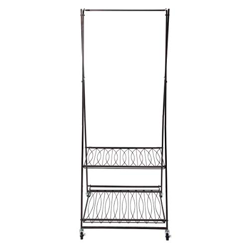 Artesa Verona Rolling Laundry Garment Rack with Shelves, Black