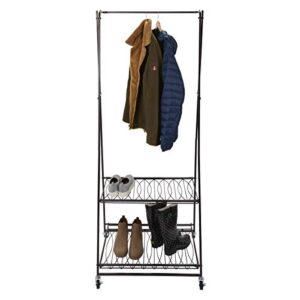 Artesa Verona Rolling Laundry Garment Rack with Shelves, Black