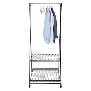 Artesa Verona Rolling Laundry Garment Rack with Shelves, Black