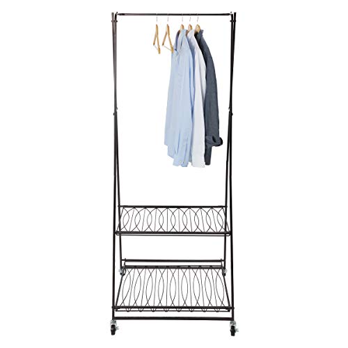 Artesa Verona Rolling Laundry Garment Rack with Shelves, Black