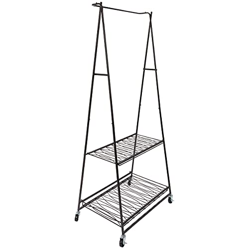 Artesa Verona Rolling Laundry Garment Rack with Shelves, Black