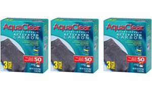 aquaclear 50 activated carbon inserts, aquarium filter replacement media, 3-pack, a1384-3 pack of 3
