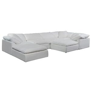 sunset trading puff 7-piece fabric slipcovered modular sectional in white