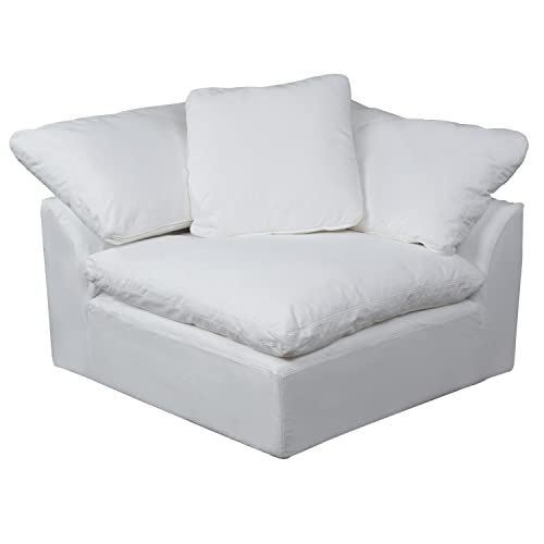 Sunset Trading Puff 7-Piece Fabric Slipcovered Modular Sectional in White