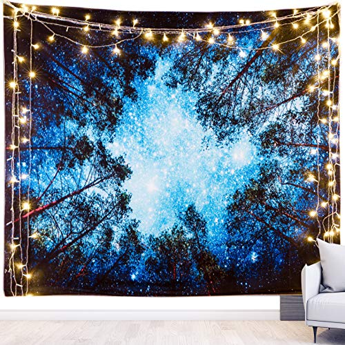 Urbanstrive Not Fade Machine Washable Mandala Tapestry Wall Hanging Trippy Hippie Bohemian Psychedelic Wall Tapestry for Bedroom Living Room, Blue White, Small (28.7x37.4 Inches)(73x95 cm)