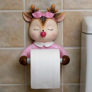 SHUANGJ Toilet Toilet Paper Towel Roll Paper Box Creative Cartoon Cute Sika Deer Roll Paper Hanger Wall-Mounted Free Punch Fantasy Unicorn