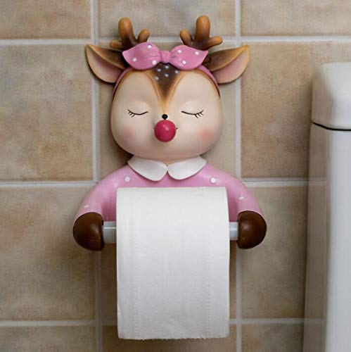 SHUANGJ Toilet Toilet Paper Towel Roll Paper Box Creative Cartoon Cute Sika Deer Roll Paper Hanger Wall-Mounted Free Punch Fantasy Unicorn