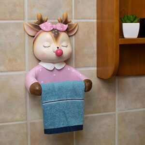 SHUANGJ Toilet Toilet Paper Towel Roll Paper Box Creative Cartoon Cute Sika Deer Roll Paper Hanger Wall-Mounted Free Punch Fantasy Unicorn