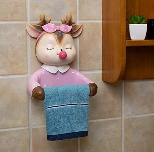 SHUANGJ Toilet Toilet Paper Towel Roll Paper Box Creative Cartoon Cute Sika Deer Roll Paper Hanger Wall-Mounted Free Punch Fantasy Unicorn