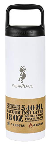 Aquapelli Vacuum Insulated Water Bottle, 18 Ounces, Arctic White