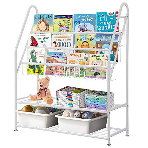 Olebes Kids Book Rack, 5 Children Sling Bookshelf, Bookcase Rack for Kid Toy Storage Organizer, Children's Display Storage Shelves for Books Toys in Study Living Room Bedroom