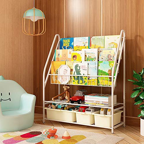 Olebes Kids Book Rack, 5 Children Sling Bookshelf, Bookcase Rack for Kid Toy Storage Organizer, Children's Display Storage Shelves for Books Toys in Study Living Room Bedroom