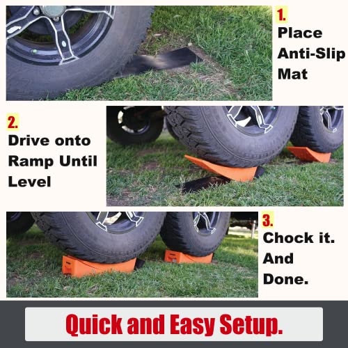 SECURITYMAN 2 Pack Camper Leveler for Travel Trailer - Easy to Use RV Leveling Blocks with Non-Slip Mats, Leveling Bubble, and Carrying Bag - RV Leveling System with Chocks