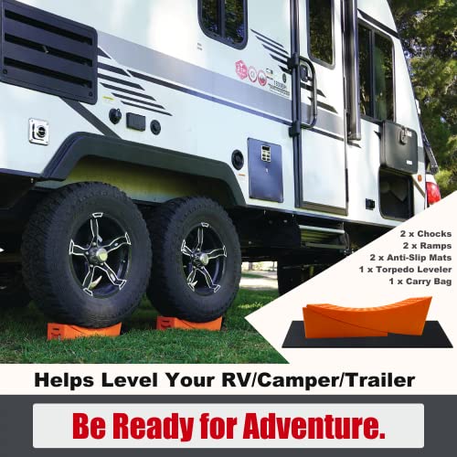 SECURITYMAN 2 Pack Camper Leveler for Travel Trailer - Easy to Use RV Leveling Blocks with Non-Slip Mats, Leveling Bubble, and Carrying Bag - RV Leveling System with Chocks