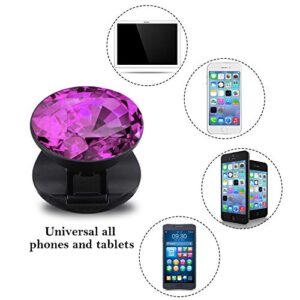 6 Pieces Plastic Disco Crystal Phone Grip Collapsible Crystal Phone Grip Holder Adhesive Foldable Expanding Finger Stand Holder Kickstand Grip for Smartphone and Tablets