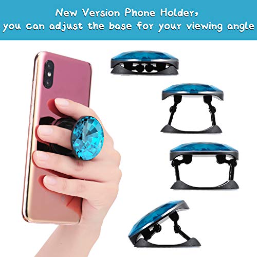 6 Pieces Plastic Disco Crystal Phone Grip Collapsible Crystal Phone Grip Holder Adhesive Foldable Expanding Finger Stand Holder Kickstand Grip for Smartphone and Tablets