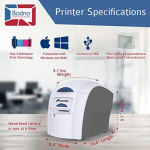 Magicard Pronto ID Card Printer & Super Supplies Package with Bodno ID Software, Camera, 300 Cards and 300 Print Ribbon - Silver Edition