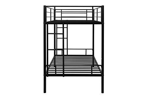 Olela Twin Over Twin Metal Bunk Beds,Heavy Duty Steel Bed Frame with Safety Rail and 2 Ladders for Boys Girls Adults Dormitory Bedroom,No Box Spring Needed,Black