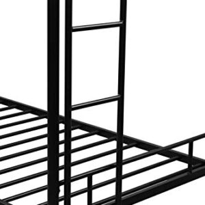 Olela Twin Over Twin Metal Bunk Beds,Heavy Duty Steel Bed Frame with Safety Rail and 2 Ladders for Boys Girls Adults Dormitory Bedroom,No Box Spring Needed,Black
