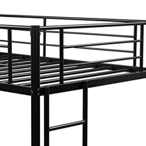 Olela Twin Over Twin Metal Bunk Beds,Heavy Duty Steel Bed Frame with Safety Rail and 2 Ladders for Boys Girls Adults Dormitory Bedroom,No Box Spring Needed,Black