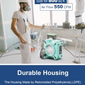 ALORAIR PureAiro HEPA Pro 770 industrial Air Scrubber, 3-Stage Filtration System, GFCI Outlet, Negative Machine, Air Scrubber for Water Damage Restoration Interior Decoration, Green