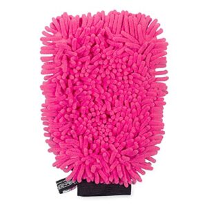 muc-off 2-in-1 microfiber wash mitt - wash mitt for car washing and bike cleaning - chenille cleaning mitt with waffle sponge for bugs and tar