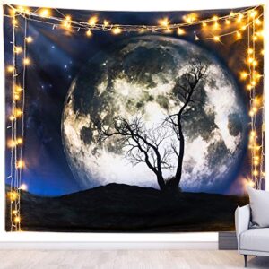 urbanstrive not fade moon tapestry, wall tapestry for bedroom aesthetic hippy tapestries for bedroom beach blanket home decor, machine washable (51.2x59.1 inches)(130x150 cm)