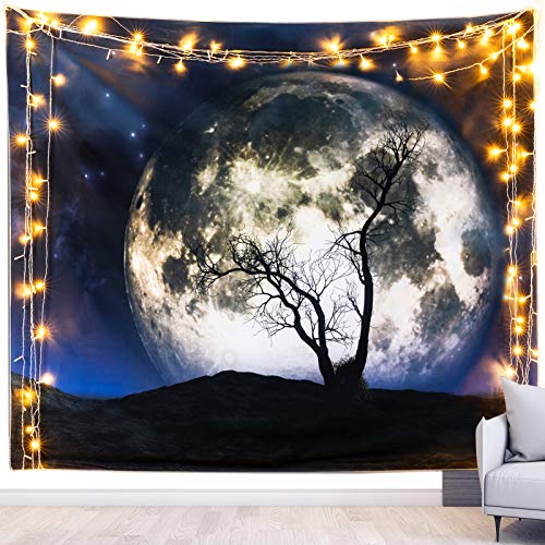 Urbanstrive Not Fade Moon Tapestry, Wall Tapestry for bedroom Aesthetic Hippy Tapestries for Bedroom Beach Blanket Home Decor, Machine Washable (51.2x59.1 Inches)(130x150 cm)