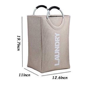 FROPACKZO 45L Collapsible Storage Laundry Hamper Folding Laundry Baskets laundry bag, With Metal handle, Bedroom Storage Toys Clothing Organization (Color : Beige)