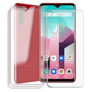 phone case for blackview a80 plus (6.49"), with [3 x tempered glass protective film], kjyf clear soft tpu shell ultra-thin [anti-scratch] [anti-yellow] case for blackview a80 plus - clear