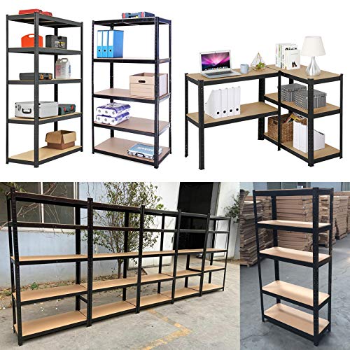 5 Tier Shelving for Garages and Sheds with MDF Boards 1929lb Load Capacity Racking Storage Shelving Unit Plug-in System Shelving Units for Storage Garage Shelving Units (59.1"x27.6"x11.8")