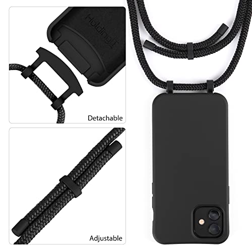 HoldingIT Crossbody Phone Case with Detachable Lanyard Compatible with iPhone 11, 2-in-1 Hands Free iPhone Cover with Drop Protection, Adjustable Rope Black
