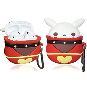 genshin impact case for airpod, anime game cute funny cool 3d silicone cover accessories kawaii skin for air pods 1&2 for girls men boy teen(jumpy dumpty,red rabbit)
