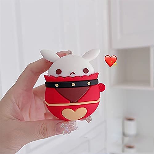 Genshin Impact Case for Airpod, Anime Game Cute Funny Cool 3D Silicone Cover Accessories Kawaii Skin for Air pods 1&2 for Girls Men Boy Teen(Jumpy Dumpty,Red Rabbit)