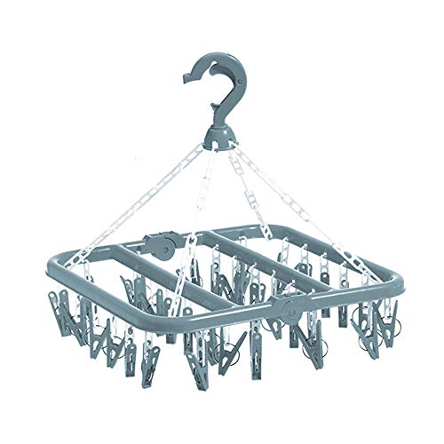 Groupcow Clip and Drip Hanger Clothes Hanger Drying Rack 32 Clips (Light Blue)