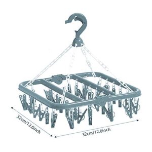 Groupcow Clip and Drip Hanger Clothes Hanger Drying Rack 32 Clips (Light Blue)